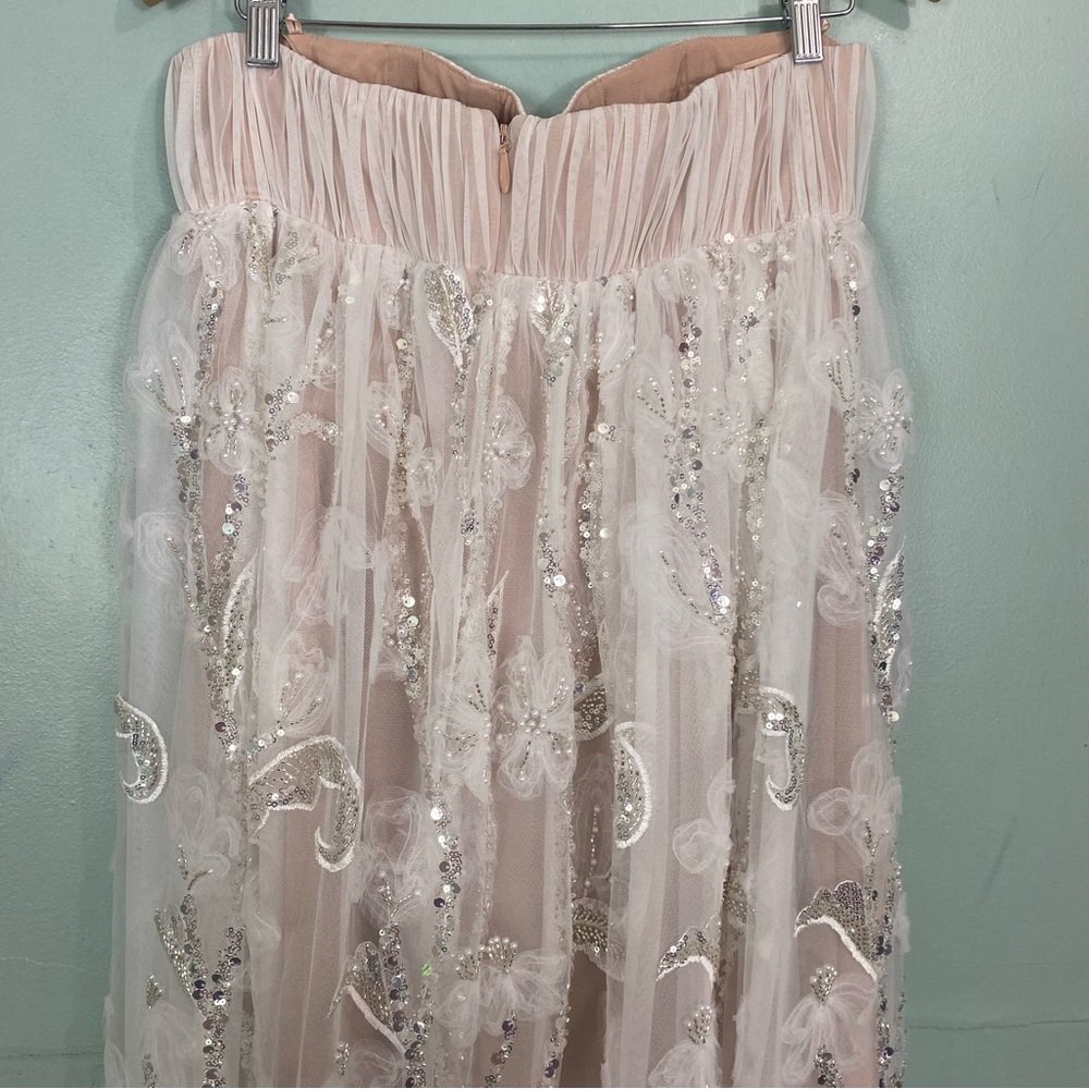 Helsi Beatrice Strapless Maxi Dress White Embellished Sequin Beaded Bridal Small - Picture 9 of 9
